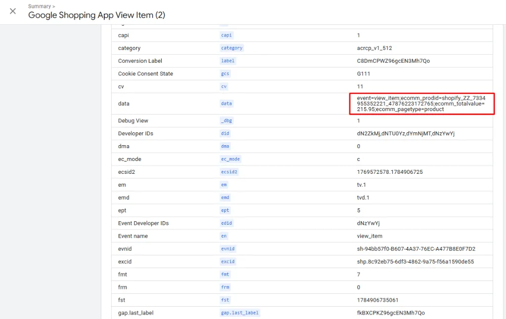 View Item Tag
