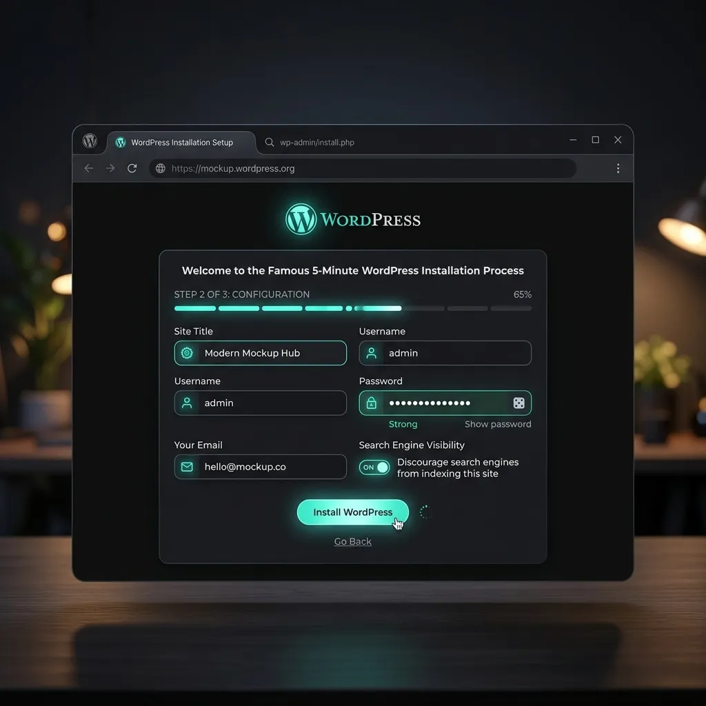 WordPress web installation setup screen